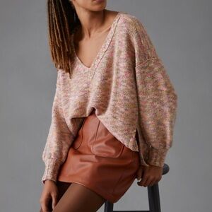 Anthropologie Pilcro Marled Deep-V Sweater sz L